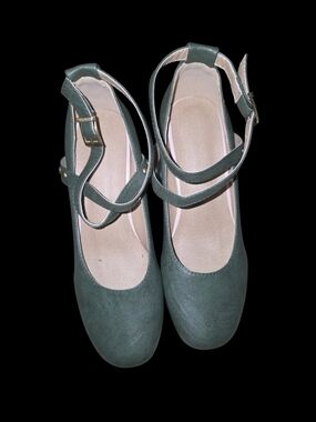 & Other Stories Forest Green Ankle-Strap Heels